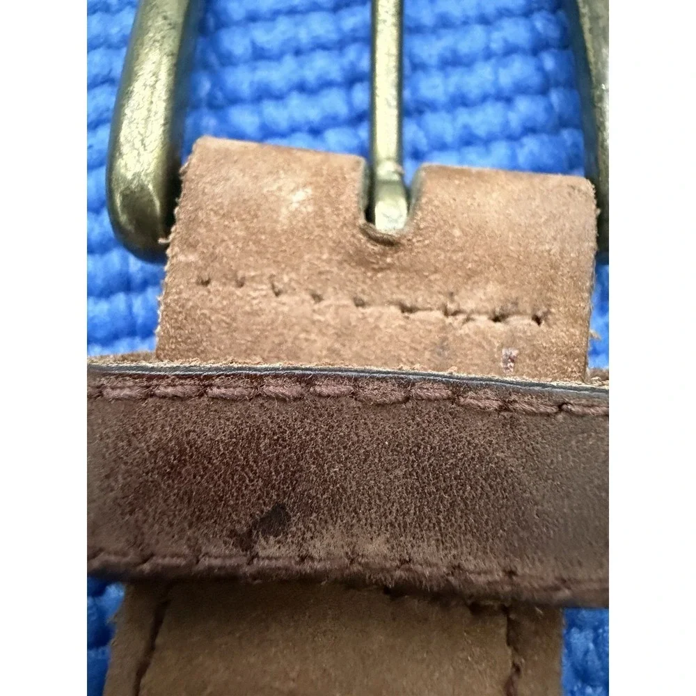 Women's Brown Genuine Leather Braided Belt Size 38/90 Adjustable Buckle
